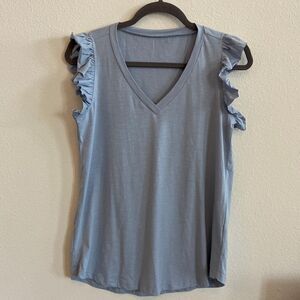 Tank top NWOT light blue with ruffles sleeves size small